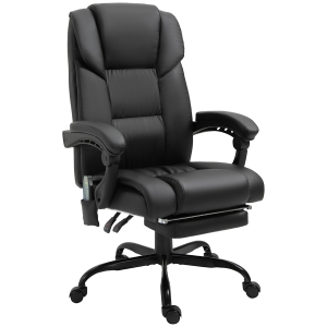 Vinsetto 6-Point PU Leather Massage Racing Chair Electric Padded Recliner Chair Height Angle Adjustable 5 Wheels w/Remote Footrest Home Office Comfort Masseuse Relaxation Swivel Ergonomic Black