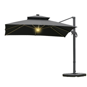 Outsunny 3 x 3(m) Aluminum Sun Square Canopy Top w/ Adjustable Pole Angle Dark Grey