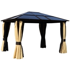 Outsunny 3.6m x 3m Outdoor Aluminium Alloy Gazebo w/ LED Solar Lights Beige