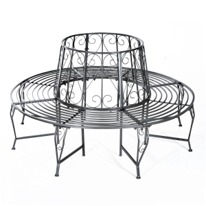 Outsunny Baumbank Rundbank 360° Gartenbank Sitzbank Baumbänke Metall ∅160cm