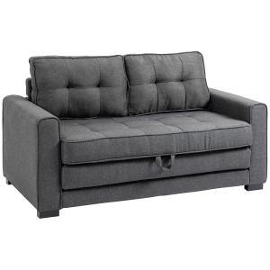 HOMCOM Canapé droit convertible 2 places - dossier capitonné - 147,5 x 75 x 85 cm - gris
