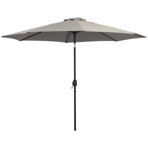Outsunny Chapéu de Sol de Jardim Ø295x250 cm com Manivela Chapéu de Sol Exterior com Mecanismo de Inclinação e Mastro Desmontável de Metal para Terraço Piscina Pátio Cinza