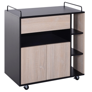 Homcom Chariot de Service Compartimenté sur Roues Noir 77 x 40 x 82 cm