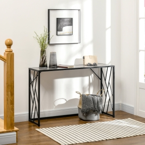 HOMCOM 120 cm Console Table, Industrial Sofa Table with Metal Frame for Living Room, Hallway, Grey