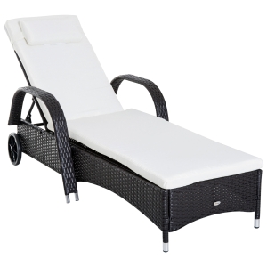 Bain de soleil inclinable avec matelas et tétière résine tressée