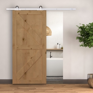 HOMCOM 6FT Rustic Interior Sliding Barn Door Mounting Hardware Kit - White