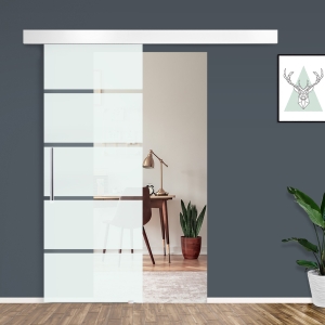 HomCom usa glisanta din sticla cu sina din aluminiu, 75x210cm