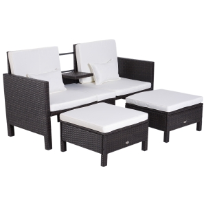 Patio Rattan Ottoman Furniture Set
