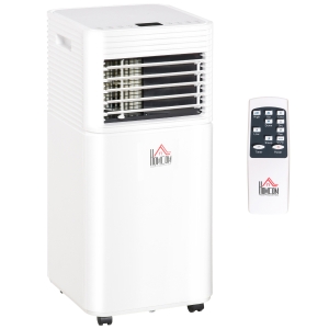HOMCOM 9000 BTU 4-In-1 Compact Portable Mobile Air Conditioner Unit Cooling Dehumidifying Ventilating w/ Fan Remote LED Display 24 Hr Timer Auto Shut-Down Home Office Summer