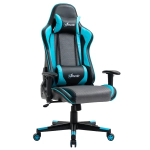 Vinsetto Gaming Chair Racing Style Ergonomic Office Chair High Back Computer Desk Chair Adjustable Height Swivel Recliner with Headrest Sky Blue