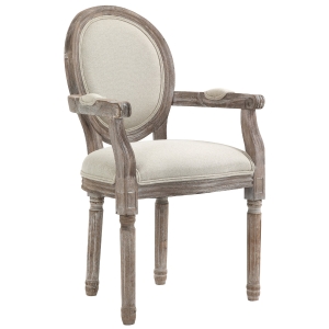 HOMCOM Dining Chair Vintage Round Back Solid Wood Frame for Living Room, Kitchen Upholstered Seat, Cream