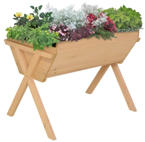 Outsunny Large Fir Wood Plant Stand Oak Tone