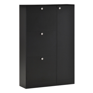 Homcom scarpiera salvaspazio mobile da ingresso porta scarpe moderna in Legno Nero 8 Scomparti 80x24x120cm