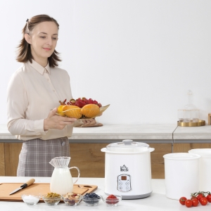 HOMCOM 3-IN-1 Yoghurt Maker with Strainer, Multifunctional Yogurt Machine with Digital Display, Timer for Greek Yoghurt, Rice Wine