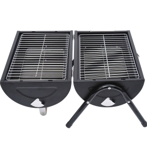 Outsunny Barbacoa de Carbón Portátil con 2 Parrillas Cocina con Asa y Cierre para Asar Picnic Camping Fiesta 42x29x45 cm Negro