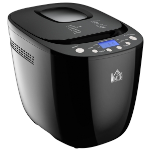HOMCOM Digital Bread Maker 550W 12-in-1 Programmed Bread Machine with 13-Hour Delay Timer 60 Minutes Keep Warm Function Non-stick Pan 3 Crust Colors 2 Loaf Size Black
