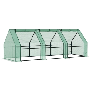 HOMCOM Mini Serre de Jardin 270L x 90l x 90H cm Acier PE Haute densité 140 g/m² Anti-UV 3 fenêtres avec Zip enroulables Vert