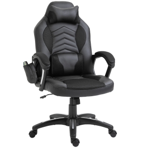 HOMCOM Bürostuhl Massagesessel Gaming Stuhl Wärmefunktion 6 Vibrationspunkte PU Rot 68 x 69 x 108-117cm