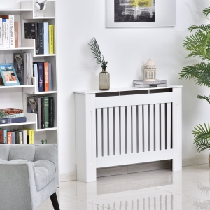HomCom masca de calorifer, din lemn MDF, 112x19x81cm, alb
