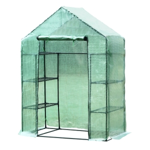 Outsunny Foliengewächshaus mit 2 Regalen Stahl+PE-Kunststoff Grün 143 x 73 x 195 cm