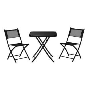Outsunny 3 Pieces Garden Bistro Set, Folding Patio Table and 2 Chairs, Outdoor Furniture Dining Set for Backyard and Porch, Black