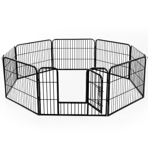 PawHut Puppy-uitloop ren buitenverblijf box puppy afrastering staal 2 groottes zwart