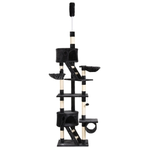 PawHut Katzenbaum Kratzbaum Katzenkratzbaum Kletterbaum Katze Sisal Deckenhoch (höhenverstellbar von 240-260cm) Dunkelgrau