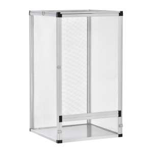 PawHut terrarium voor reptielen glazen terrarium amfibieën spinachtigen reptielenkweekbak aluminium zilver 45 x 45 x 80 cm
