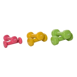 HOMCOM Juego de 6 Mancuernas Hexagonales 3 Pares 1,5 kg 1 kg 0,5 kg con Revestimiento Mancuernas de Neoprenos con Maletín para Ejercicio Entrenamiento en Casa Gimnasio Multicolor