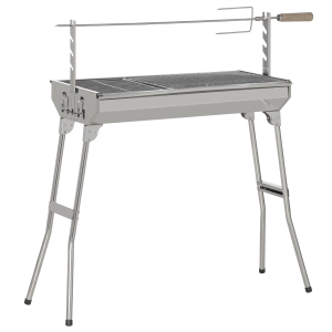 Outsunny Outdoor Portable Charcoal BBQ Rotisserie Grill Roaster with Foldable Legs