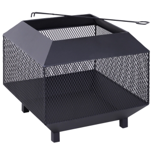 Outsunny Stove Garden Square Fire Pit, Steel-Black