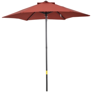 Outsunny 2m Parasol Patio Umbrella, Outdoor Sun Shade with 6 Sturdy Ribs for Balcony, Bench, Garden, Wine Red