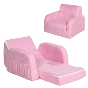 HOMCOM Kids Two-In-One Armchair and Lounger – Pink