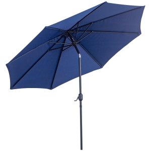 Outsunny Ombrellone da Giardino Φ300cm Inclinabile con Manovella in Metallo e Poliestere Blu