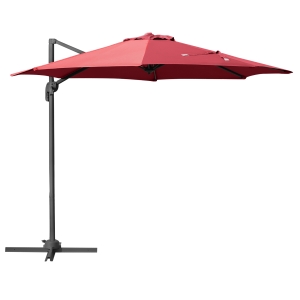 Outsunny Umbrella Parasol W/360° Rotation Φ294x248H cm-Wine Red