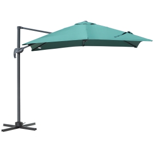 Outsunny Square Umbrella Parasol W/360° Rotation, 245Lx245Wx248H cm-Green