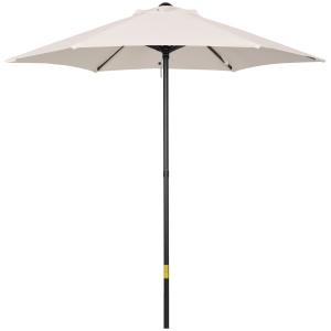 Outsunny 1.96m Parasol Patio Umbrella, Outdoor Sun Shade with 6 Sturdy Ribs for Balcony, Bench, Garden, Cream White