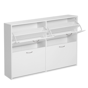 Homcom Scarpiera Salvaspazio Capacità 24 Paia in Legno, Bianco, 120x24x81cm