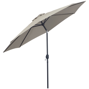 Outsunny 3m Parasol Patio Umbrella Outdoor Sun Shade with Tilt and Crank Light Grey