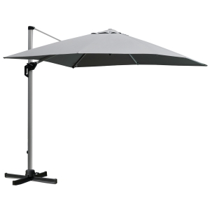Outsunny 3 x 3(m) Outdoor Cantilever Roma Parasol 360° Rotating w/ Cross Base Light Grey