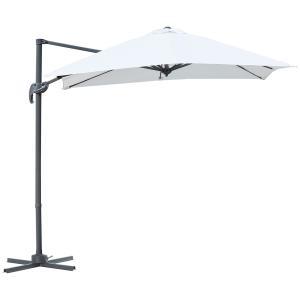 Outsunny Square Umbrella Parasol W/360° Rotation, 245Lx245Wx248H cm-Cream White