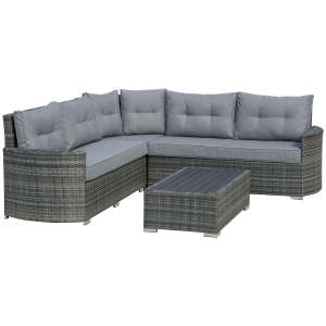 Outsunny 5-Seater Aluminium Outdoor PE Rattan Sectional Conversation Sofa Set