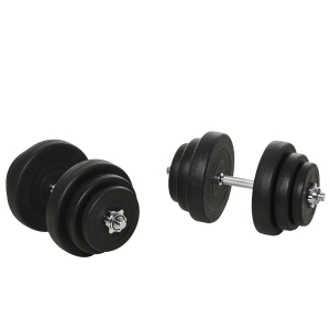 HOMCOM Juego de Mancuernas Pesas de Fitness 40KG Ajustable Profesionales Gimnasio Doméstico y Musculación con Barra Acero y Discos