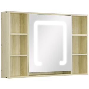 kleankin LED Bathroom Mirror Cabinet, Wall Mounted Dimmable  