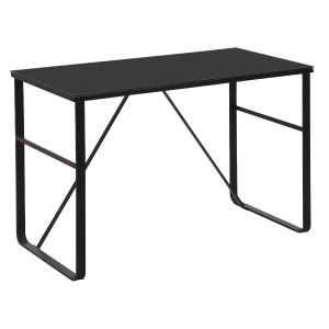 HOMCOM Escritorio Mesa de Ordenador 120x60x74,5 cm con Tablero de Vidrio Templado y Patas de Metal Carga 80 kg Estilo Moderno para Oficina Estudio Dormitorio Negro