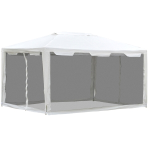 Outsunny Tonnelle Blanche 4 Parois Moustiquaires 4 x 3 x 2,45 m