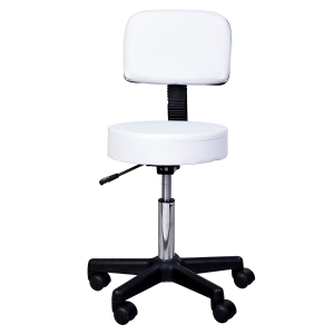 HOMCOM Arbeitshocker Rollhocker Drehhocker höhenverstellbar mit Lehne Büro Weiß Φ35 x H72-84 cm