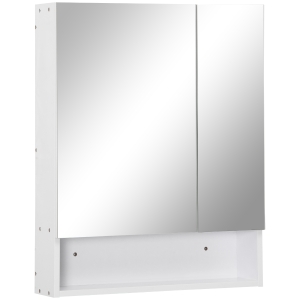 kleankin Armadietto a Specchio Rettangolare con Credenze e Ripiano Regolabile, 60x15x75cm