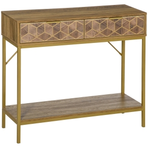 HOMCOM Mobile Consolle da Ingresso con 2 Cassetti e Ripiano in Legno, 99x35x86cm