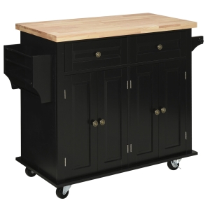 Desserte de cuisine multi-rangements MDF hévéa